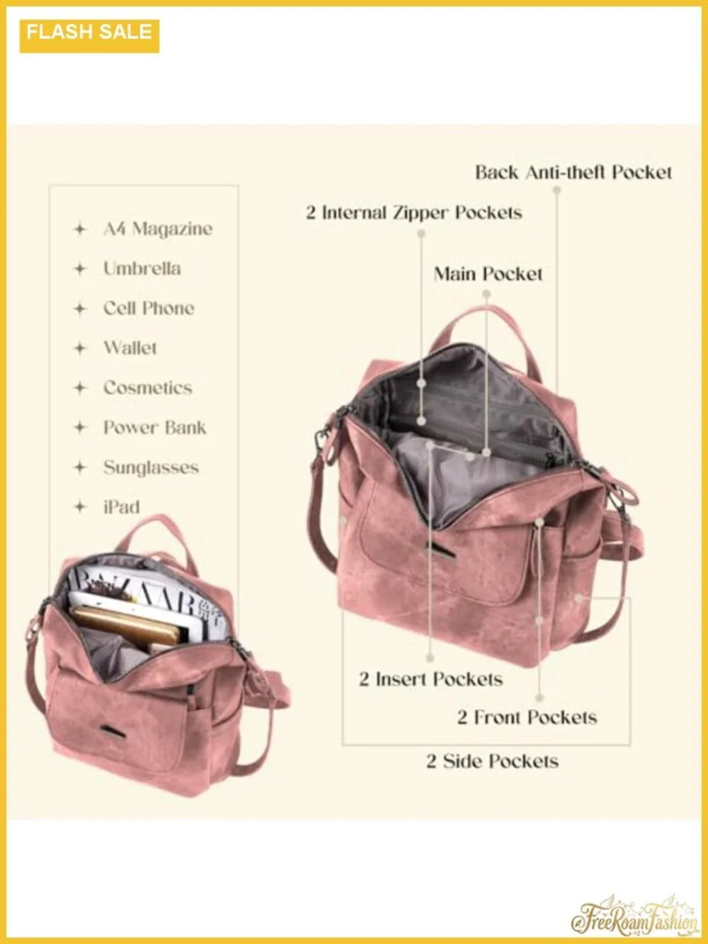 Small Leather Women Backpack Purse Anti-theft Convertible